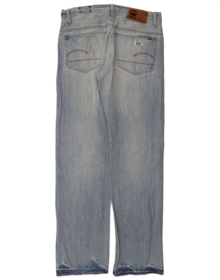 Calça jeans reta masculina G-Star desgastada W32 L34 algodão azul