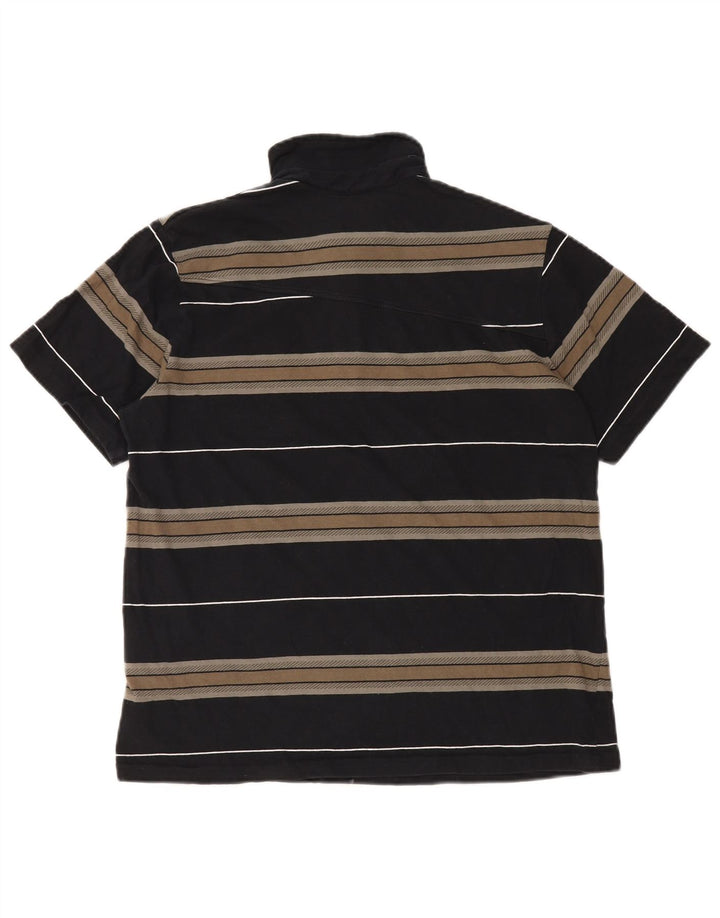 Camisa polo masculina VOLCOM de algodão listrado preto médio