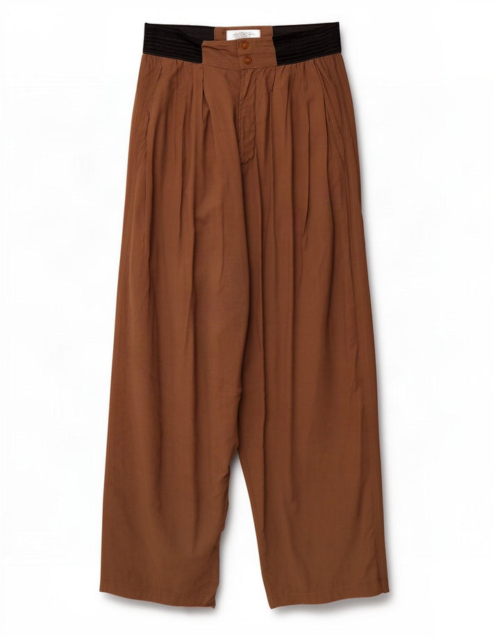 Calça harém feminina Colombus grande W32 L31 marrom colorblock