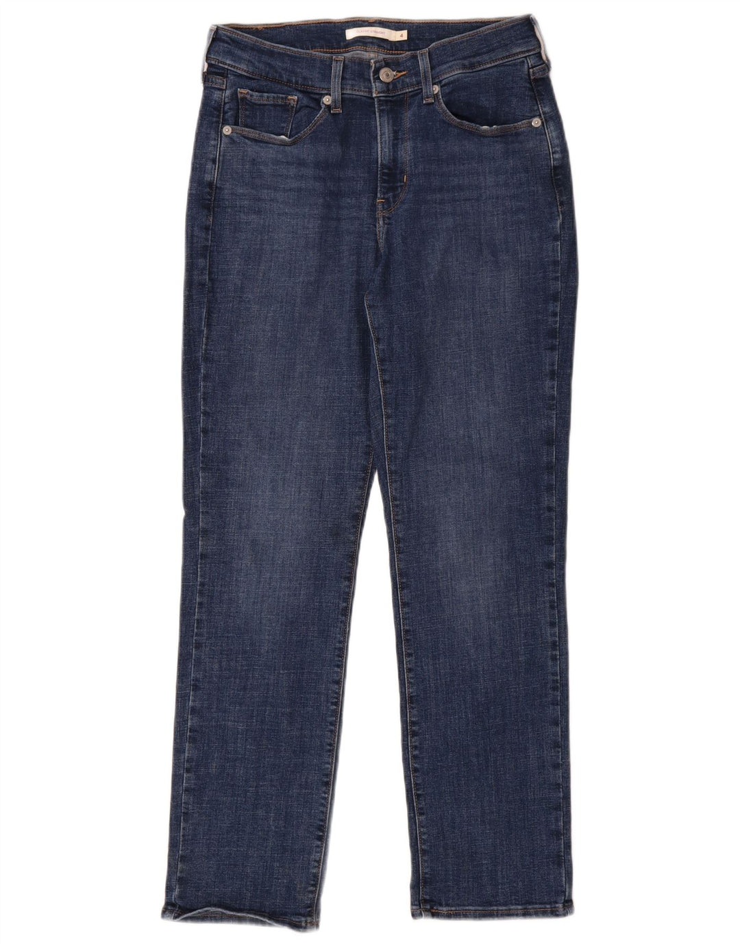Jeans feminino clássico reto Levi's US 4 pequeno W27 L30 algodão azul
