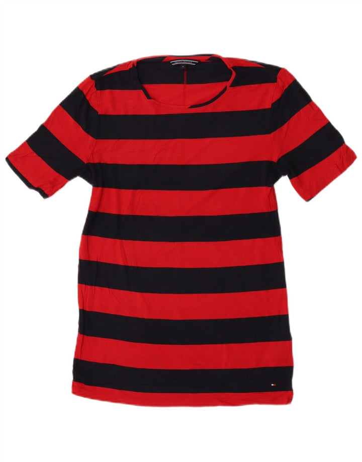 Tommy Hilfiger Camiseta Feminina Top UK 12 Médio Listrado Vermelho