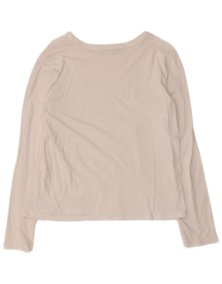 Top feminino Zara manga comprida UK 18 XL algodão branco