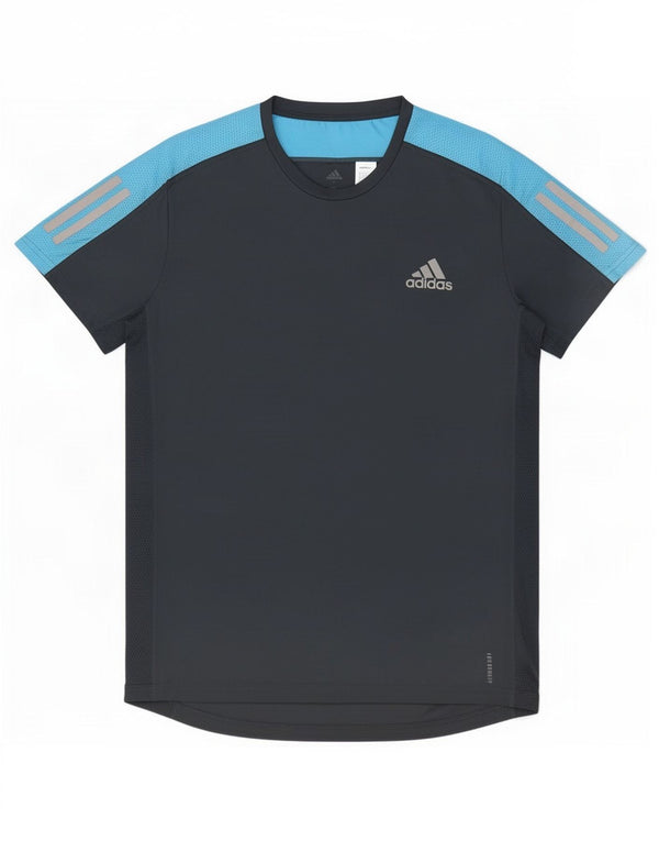 Adidas Mens Aeroready Camiseta Top Pequeno Cinza Colorblock Poliéster