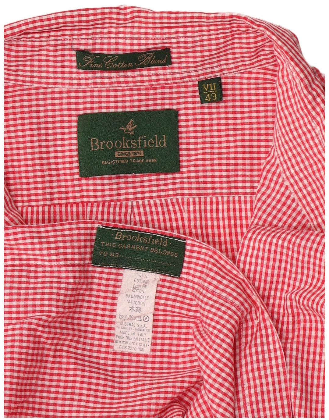 Camisa masculina Brooksfield tamanho 43 XL algodão vermelho guingão