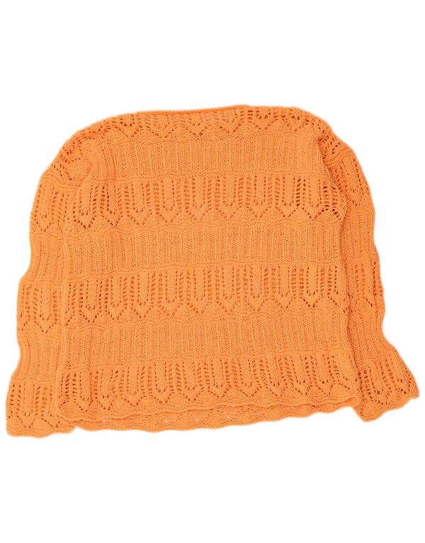 Suéter feminino vintage com gola canoa Reino Unido 16 grande laranja
