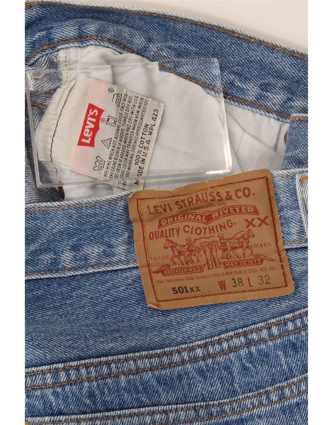 Calça jeans masculina Levi's 501 Straight W38 L29 azul algodão