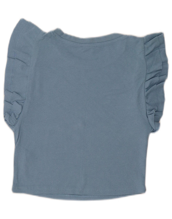 Blusa feminina Zara Top UK 14 grande algodão azul