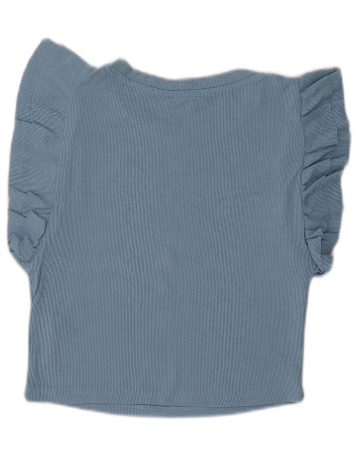 Blusa feminina Zara Top UK 14 grande algodão azul