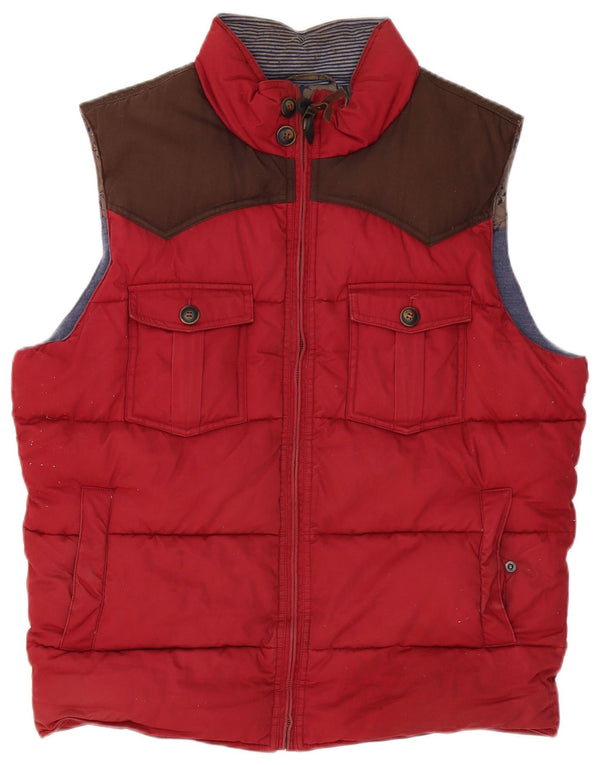 Colete masculino acolchoado Ted Baker tamanho 5 XL algodão colorblock vermelho