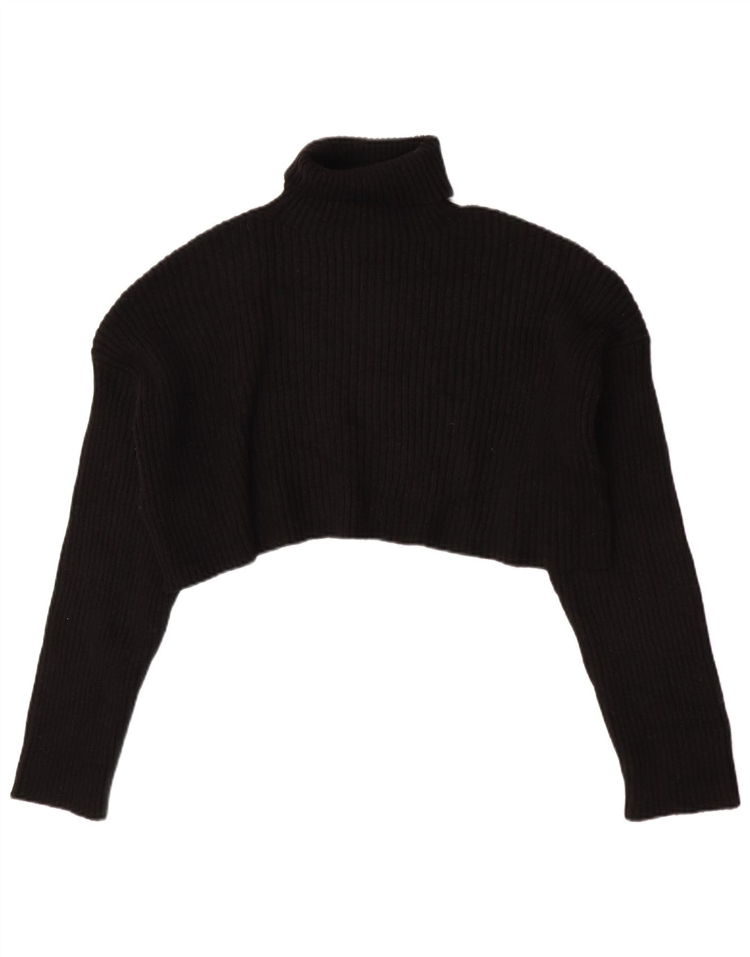 Zara Suéter feminino cropped oversized com gola redonda Reino Unido 16 grande preto
