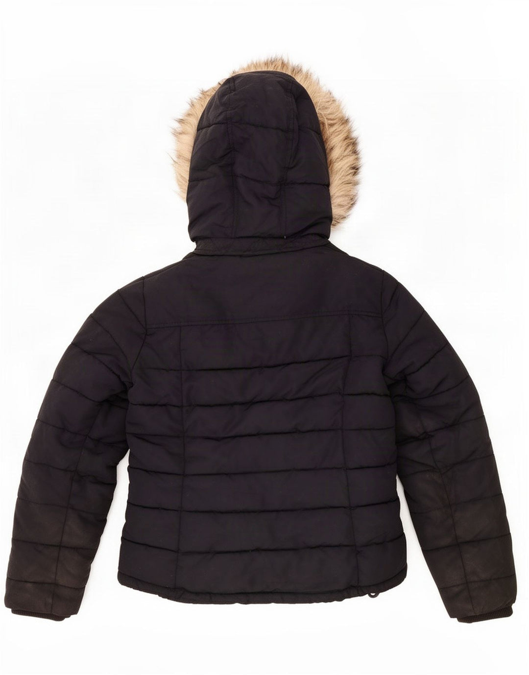 Jaqueta acolchoada com capuz feminina Topshop UK 12 poliéster preto médio