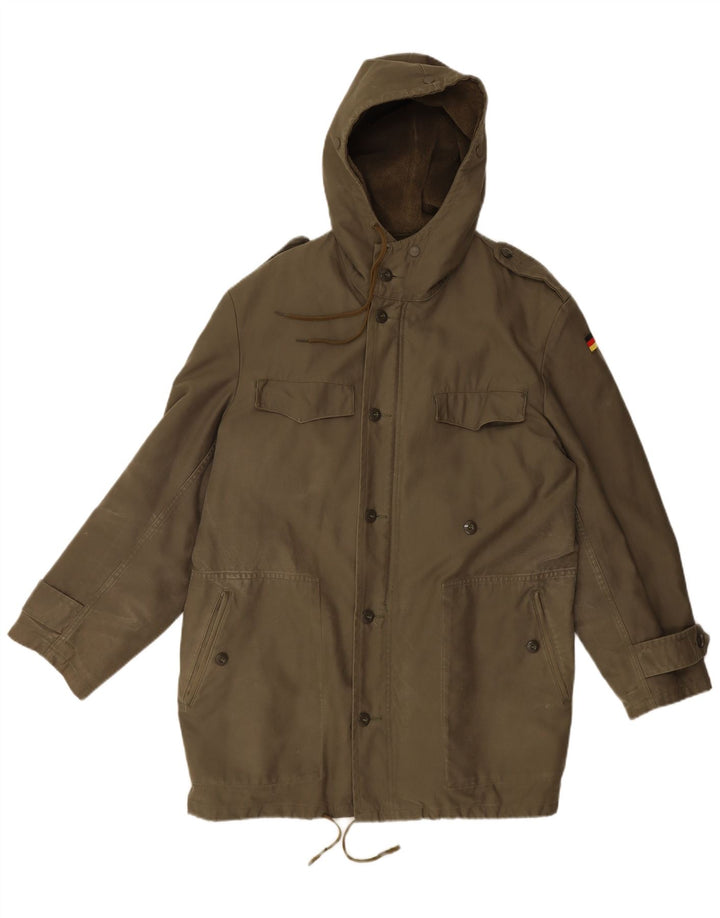 Jaqueta Parka masculina VINTAGE militar com capuz Reino Unido 40 verde grande