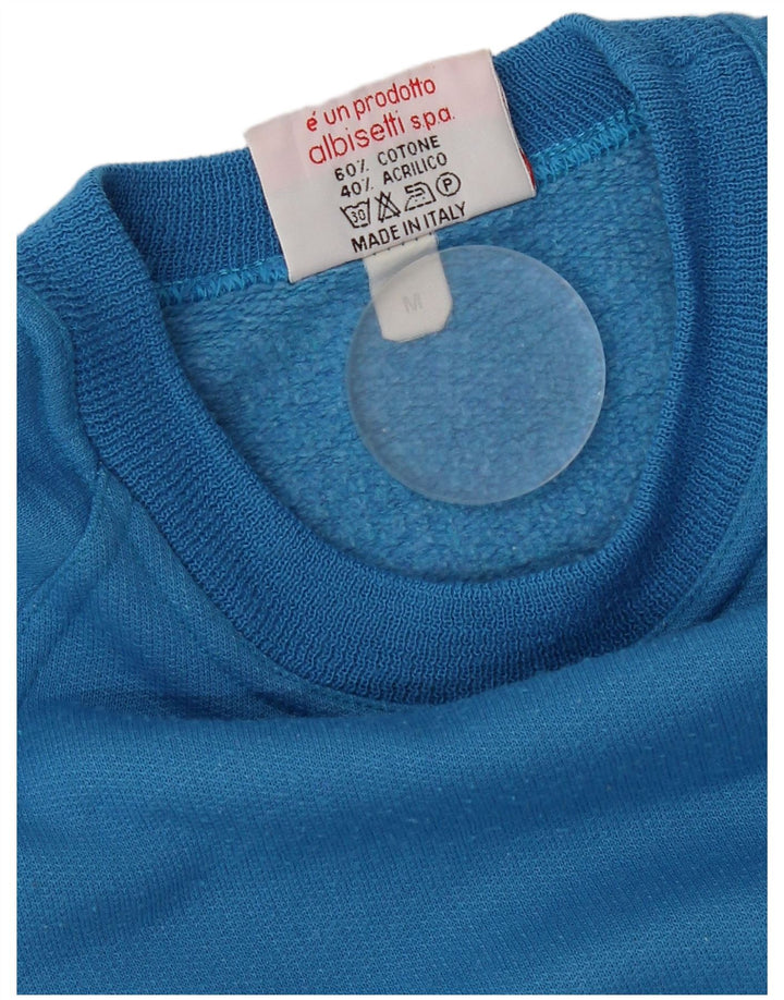 Moletom gráfico masculino vintage jumper médio azul algodão retrô