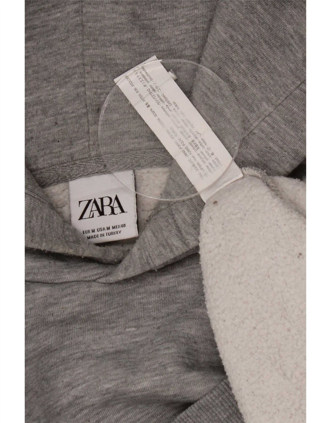 Zara Mens Hoodie Jumper Médio Cinza Poliéster