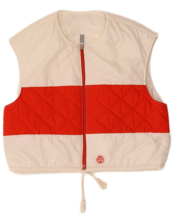 Colete acolchoado oversized vintage feminino EU 36 pequeno bloco branco