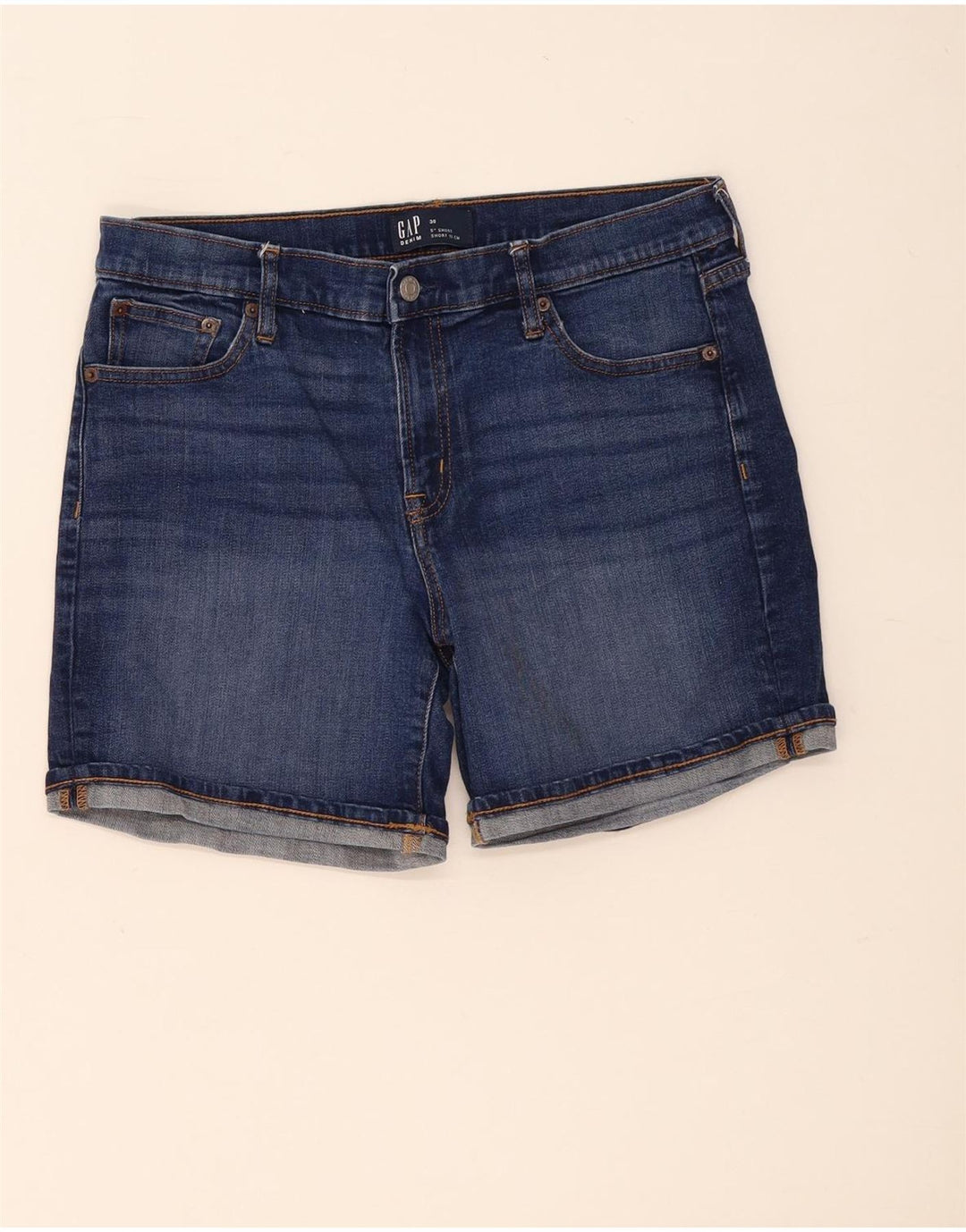 Shorts jeans feminino Gap W30 algodão azul médio