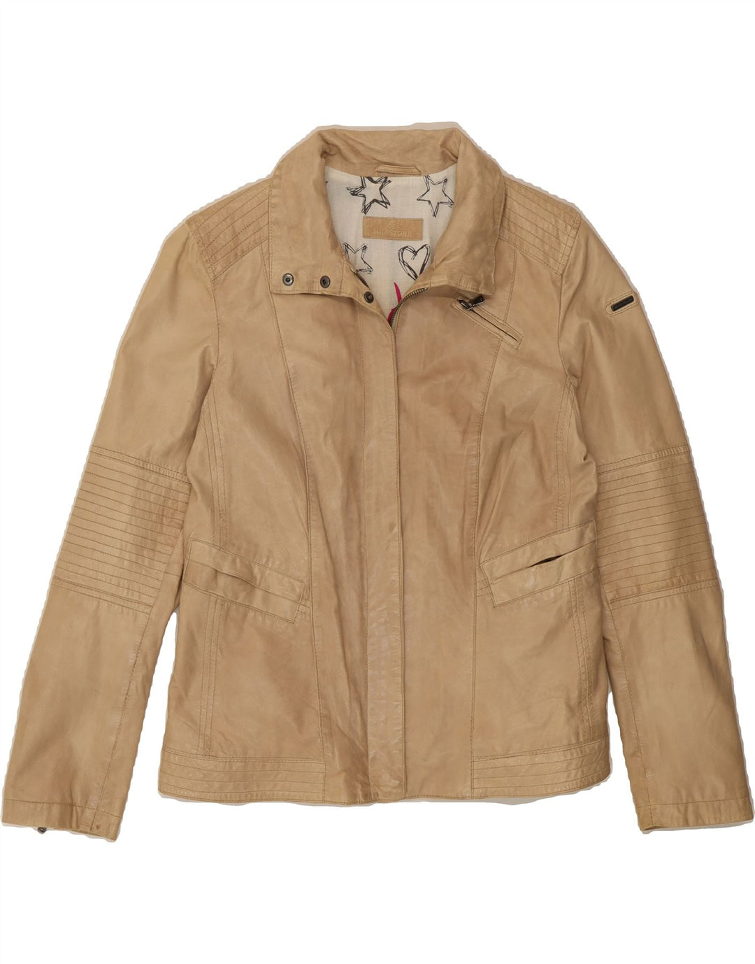 MILESTONE Womens Leather Jacket IT 48 XL Beige Leather Vintage Milestone and Second-Hand Milestone from Messina Hembry 