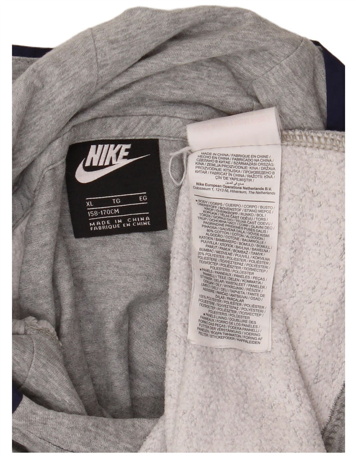NIKE Meninos Graphic Hoodie Jumper 13-14 Anos XL Cinza Colourblock Algodão
