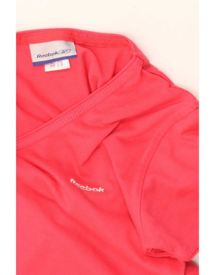 Reebok Womens Crop T-Shirt Top UK 8 Pequeno Poliéster Vermelho