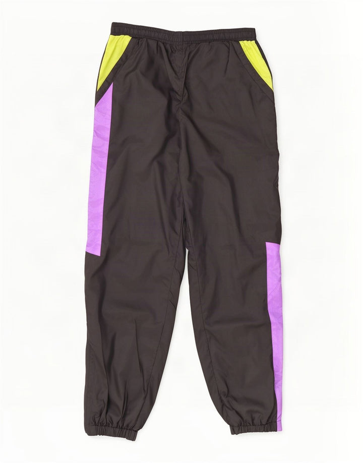 Calça de treino masculina vintage joggers médio preto colorblock nylon