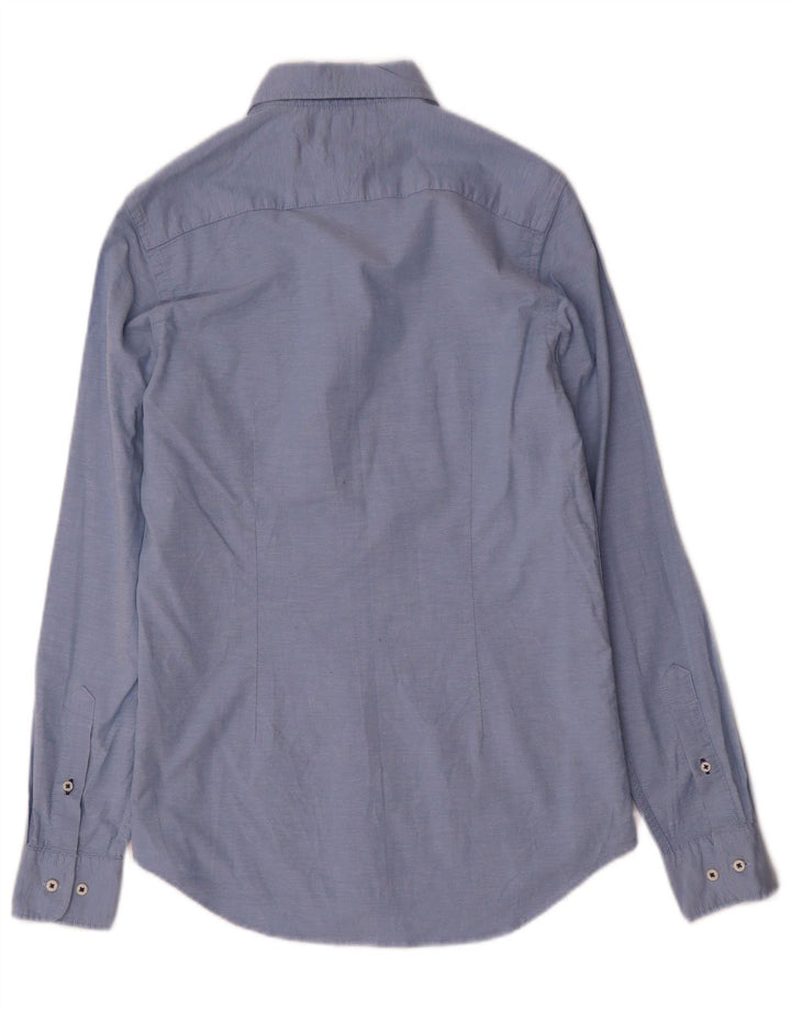 Camisa masculina Tommy Hilfiger Slim Fit pequena azul algodão