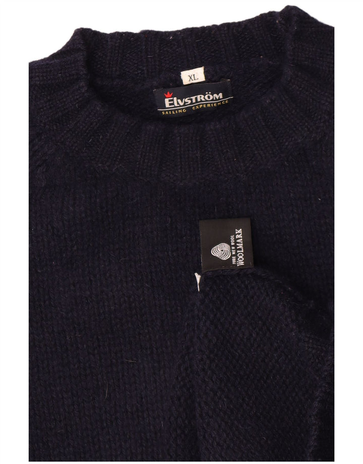 Suéter masculino Elvstrom com gola tartaruga XL lã azul marinho