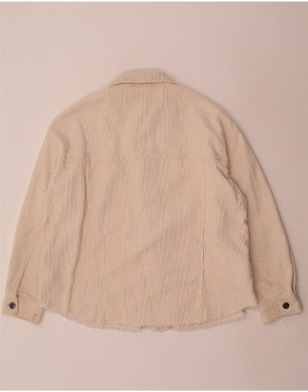 Camisa feminina de veludo cotelê Zara UK 10 pequeno algodão branco