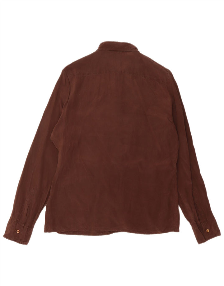 Camisa feminina Franck Olivier IT 44 seda marrom médio