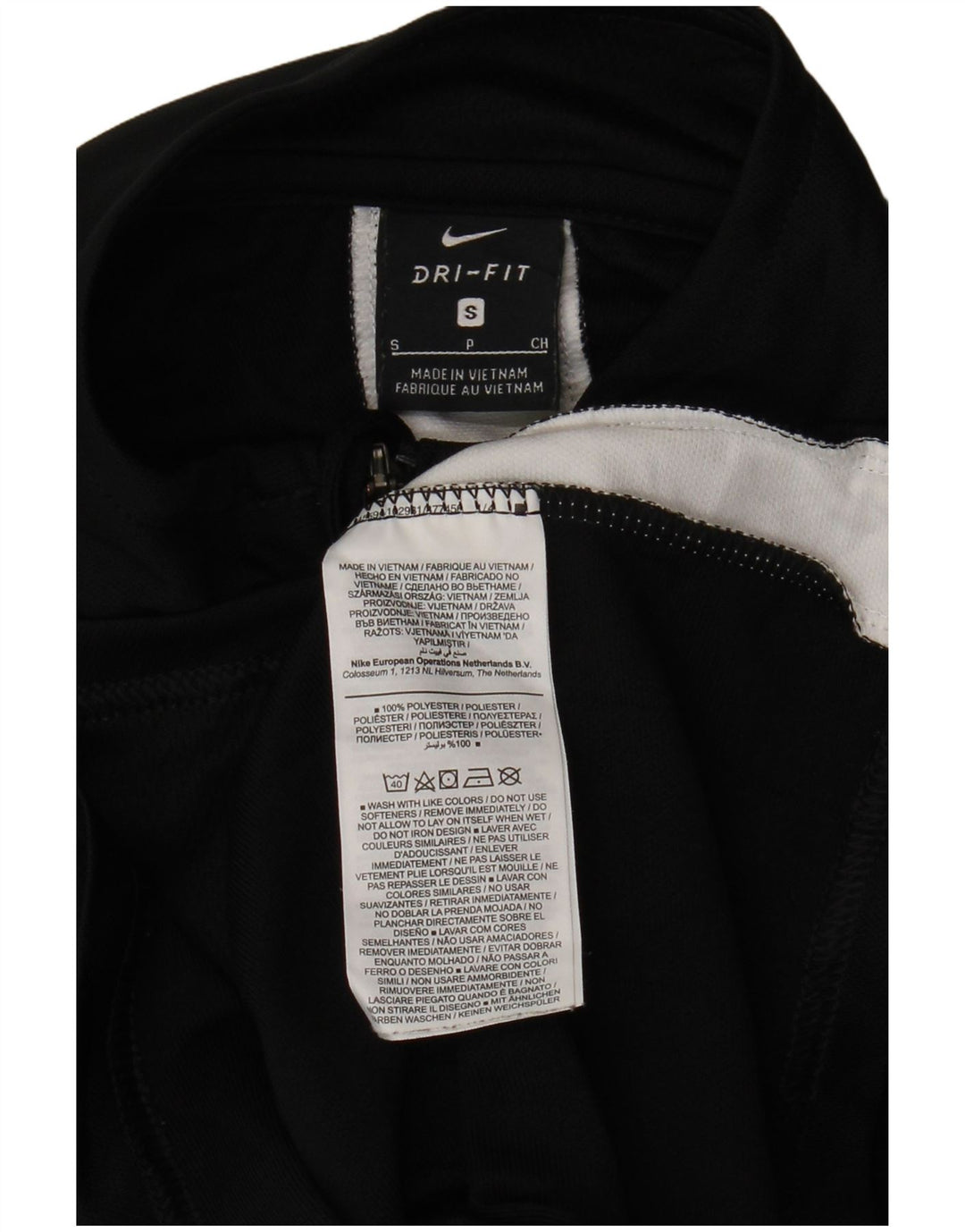 NIKE Masculino Dri Fit Tracksuit Top Jacket Pequeno Preto Colourblock Poliéster