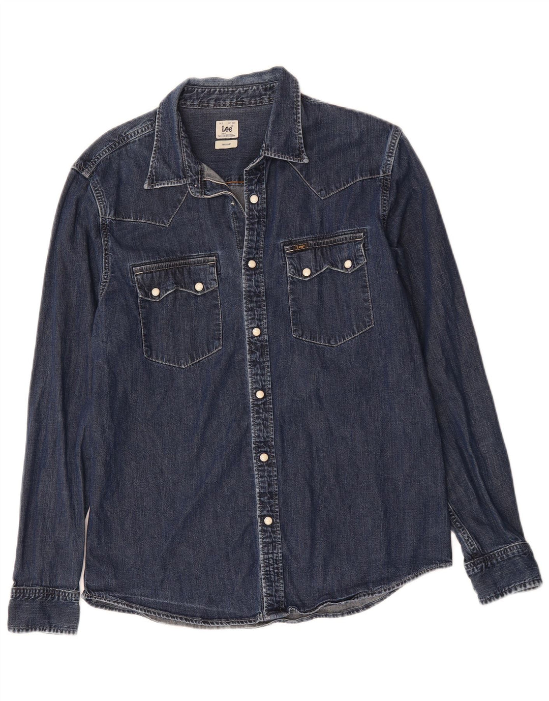 Camisa jeans masculina LEE grande algodão azul marinho