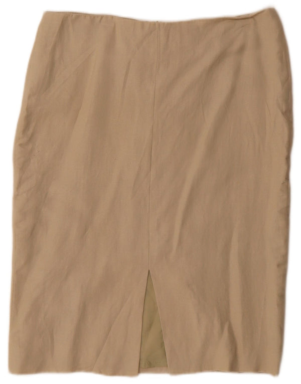 Saia lápis feminina vintage EU 46 XL W32 viscose bege