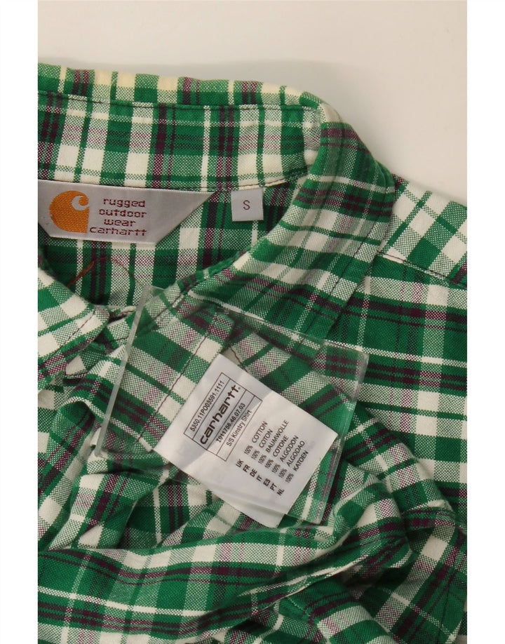 Camisa masculina de manga curta CARHARTT pequena verde xadrez de algodão