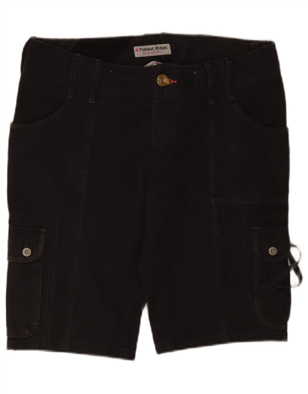 Shorts cargo feminino Think Pink IT 46 grande W34 algodão cinza