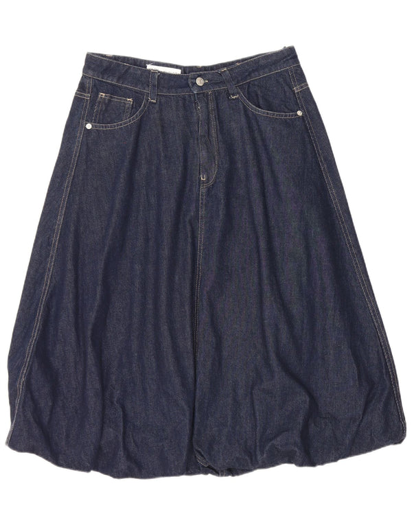 Saia jeans feminina Zara bolha grande W30 algodão azul marinho