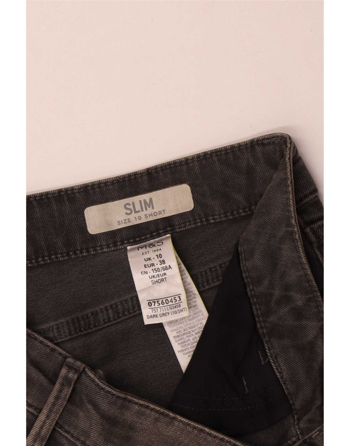 Jeans Marks & Spencer Feminino Slim UK 10 Pequeno W30 L28 Algodão Cinza