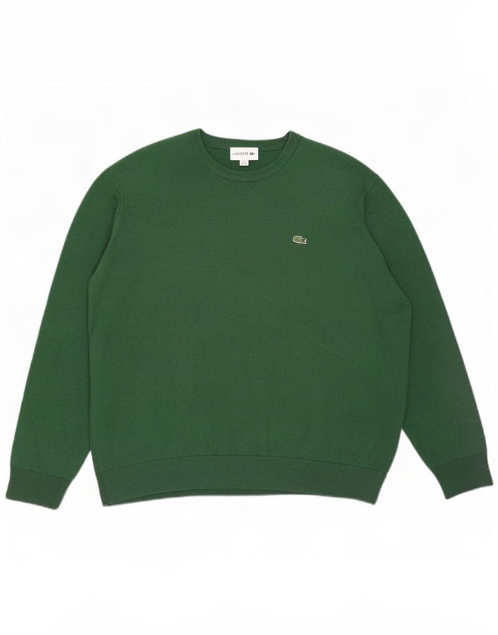 Suéter masculino Lacoste com gola canoa tamanho 7 2XL lã verde