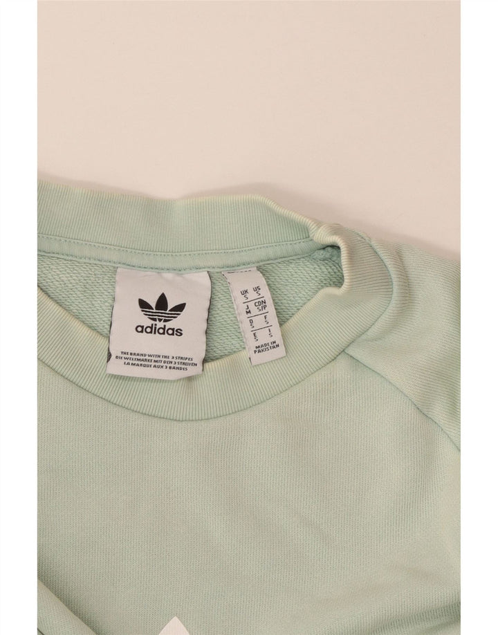 Adidas Mens Graphic Moletom Jumper Pequeno Algodão Turquesa