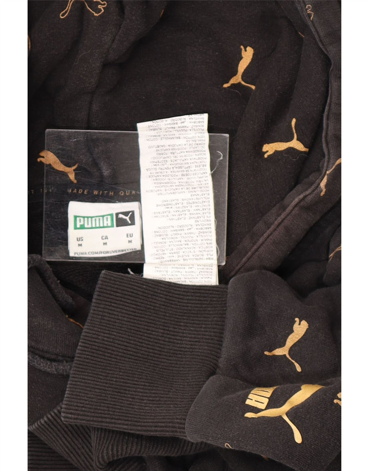 PUMA Mens Graphic Hoodie Jumper Médio Algodão Preto
