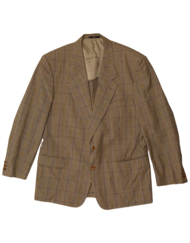 Jaqueta Blazer Masculina Valentino com 2 Botões IT 56 3XL Bege Houndstooth
