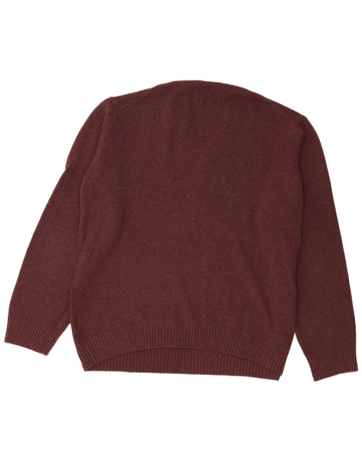 Suéter masculino Marks & Spencer com decote em V XL lã cor de vinho