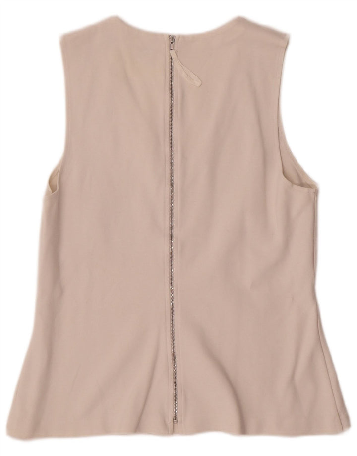 Blusa feminina sem mangas J. Crew Top Reino Unido 12 algodão branco médio