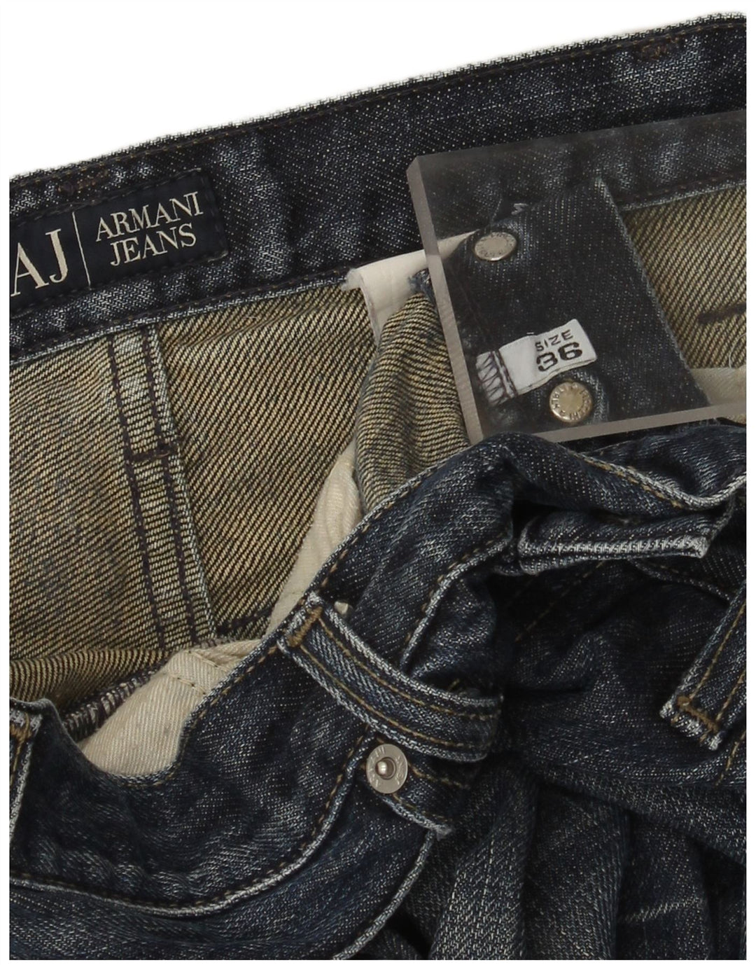 Calça jeans reta masculina Armani W36 L33 azul marinho