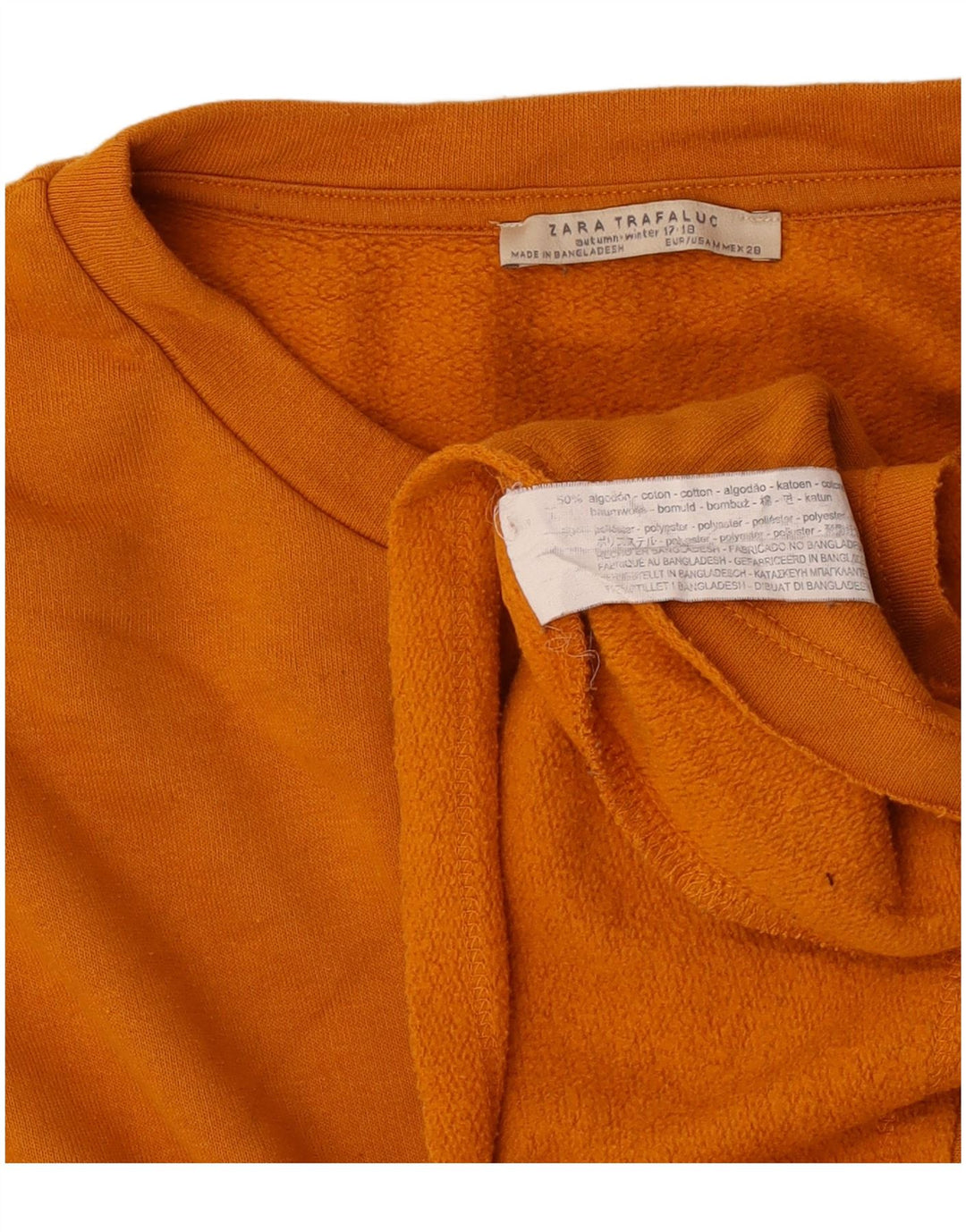 Zara feminino Trafaluc moletom jumper UK 14 médio laranja algodão