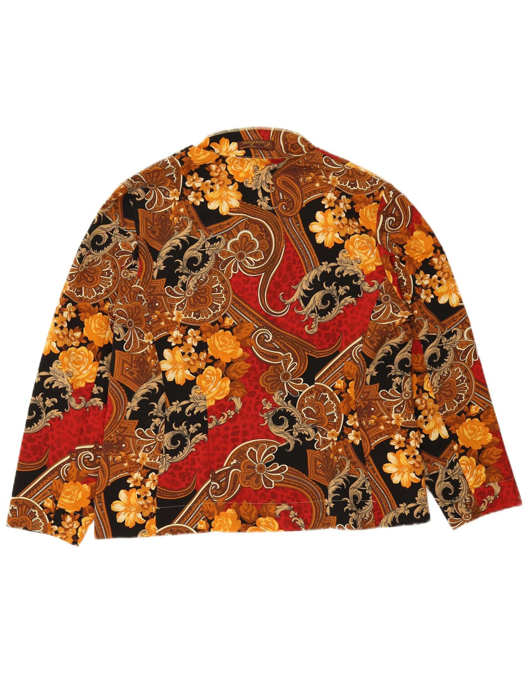 Jaqueta blazer feminina vintage com 5 botões UK 16 grande paisley multicolorida