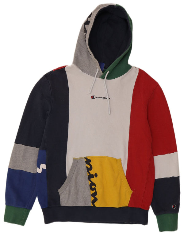 Champion masculino gráfico moletom com capuz XL multicolorido bloco colorido