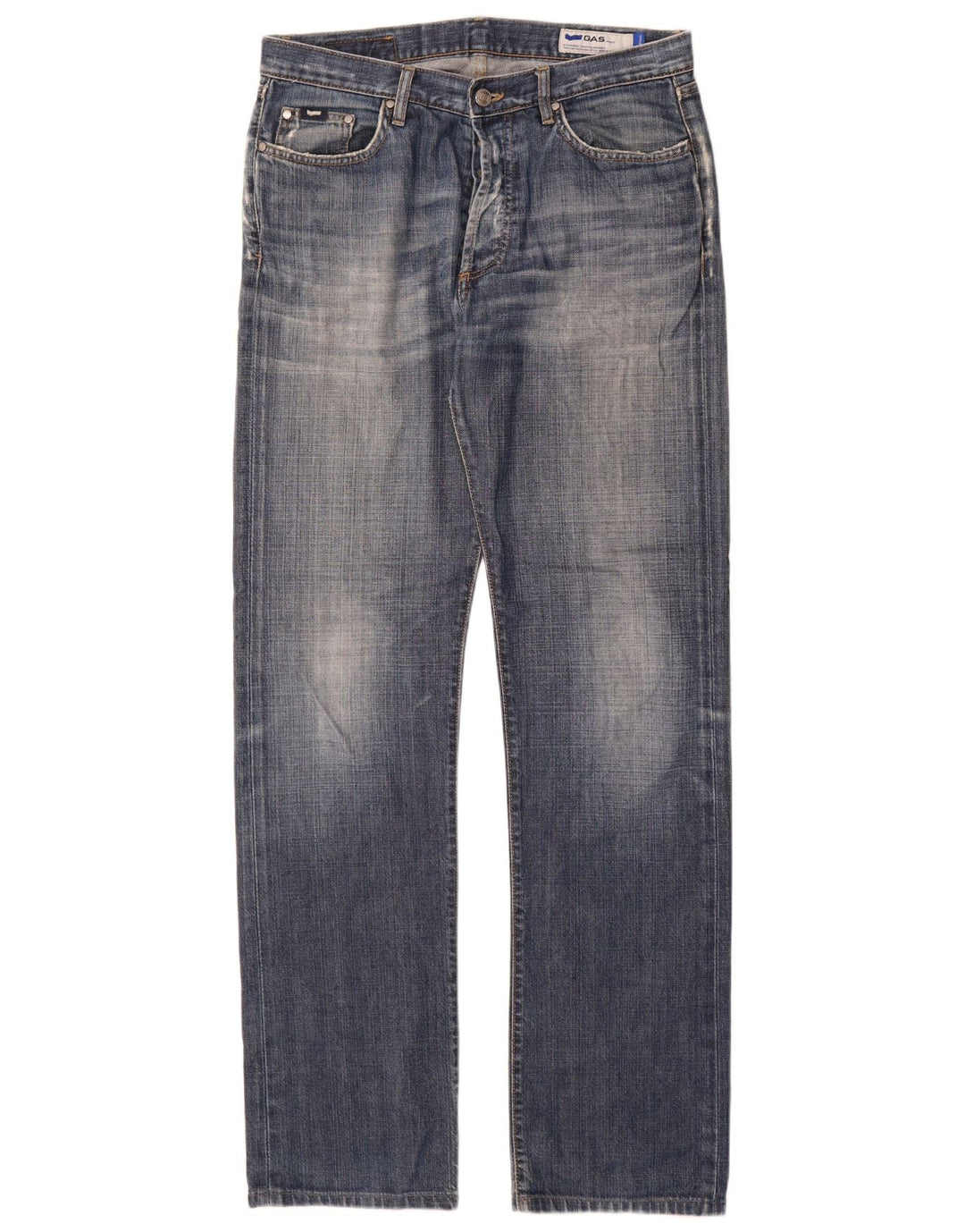 Gas Mens Straight Jeans W33 L34 Azul Algodão