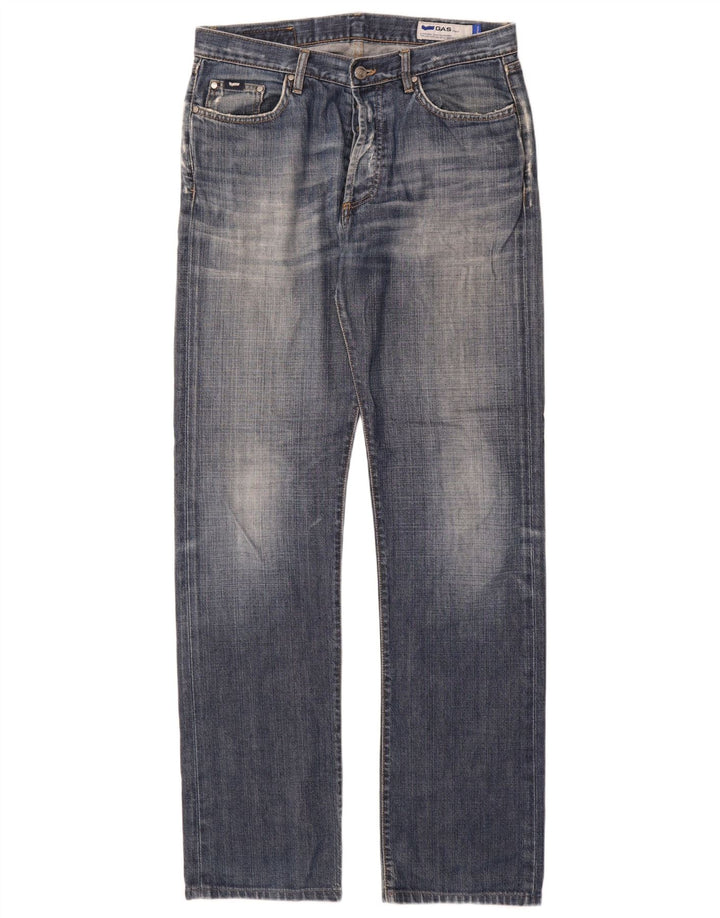 Gas Mens Straight Jeans W33 L34 Azul Algodão