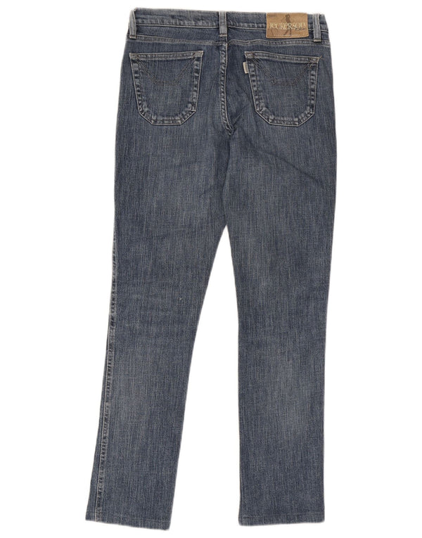 Calça Jeans Slim Feminina Jeckerson W29 L28 Azul Floral Algodão