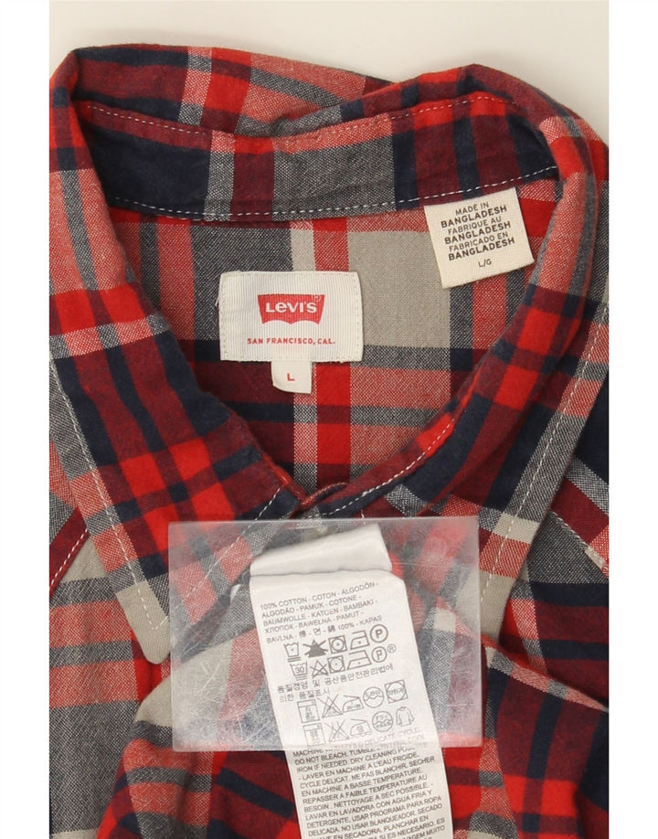 Camisa masculina de flanela LEVI'S grande algodão xadrez vermelho