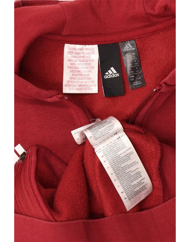 ADIDAS Suéter feminino com capuz e zíper gráfico 9-10 anos algodão borgonha